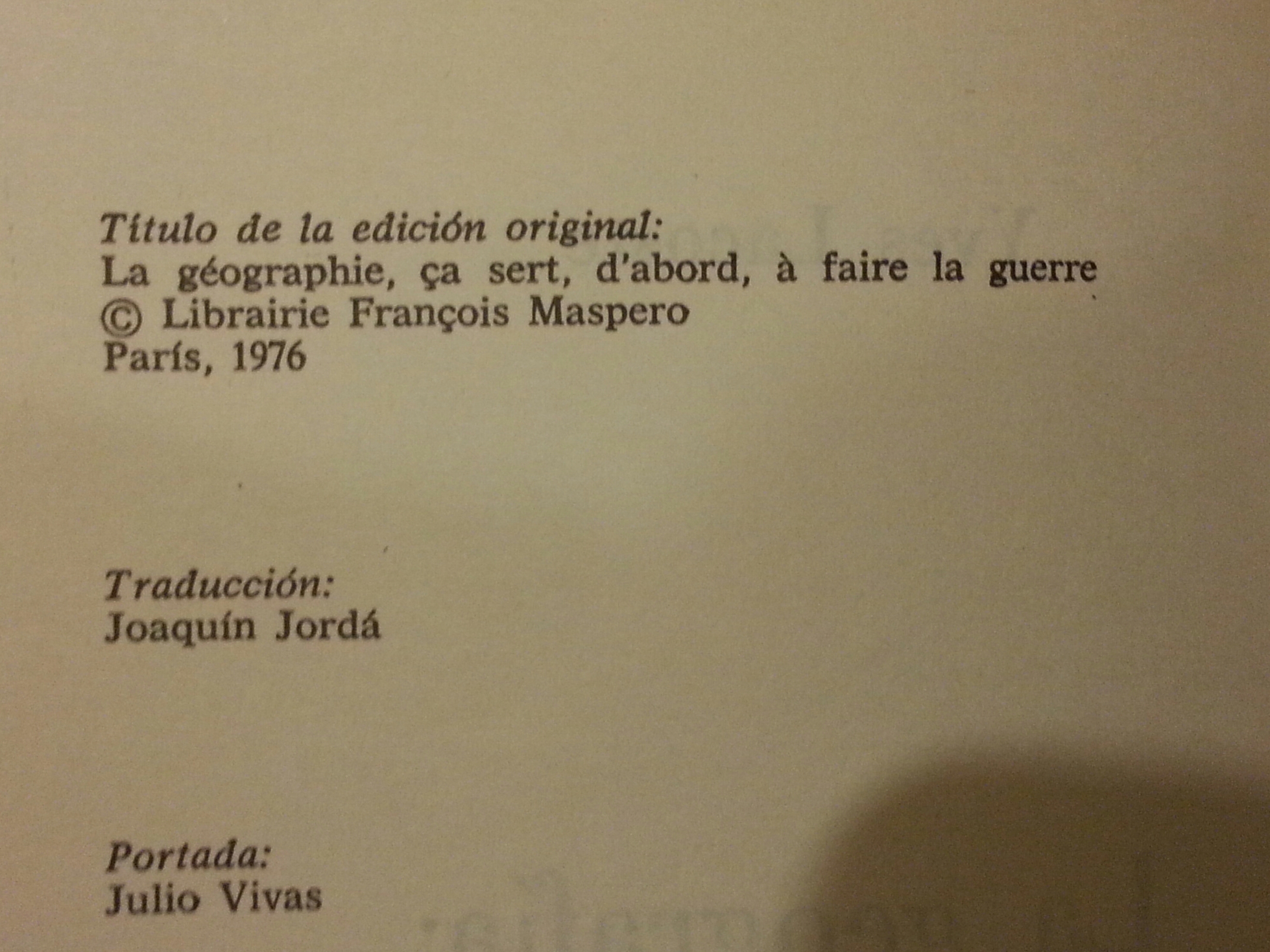 ¿Qué libros nos piden? La geografía un arma para la guerra de Yves